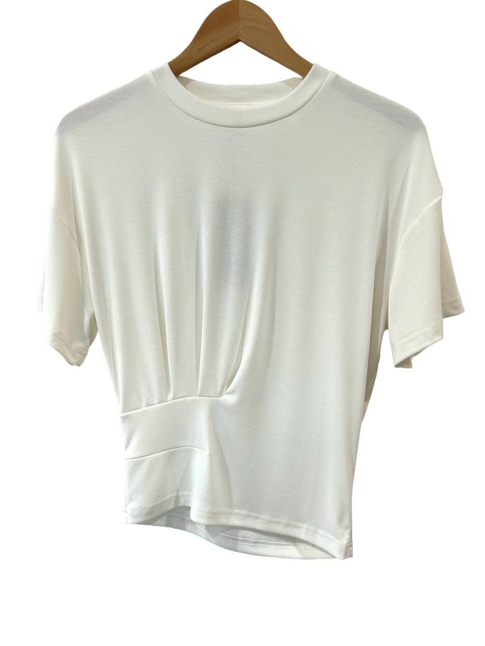 OGL women’s Sandwashed short sleeve tucked tee S ivory modal stretch ribbed NWT